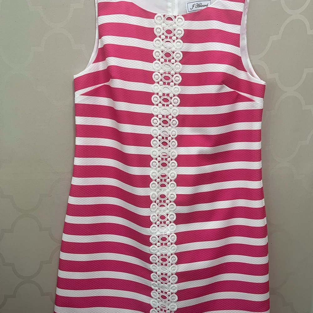 Pink and White Striped Woman’s Dress, Size Large